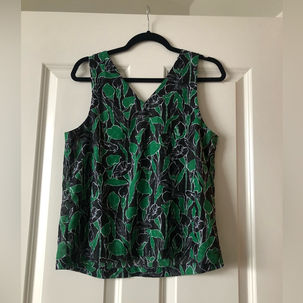 a new day Floral V-Neck Summer Sleeveless Green Top